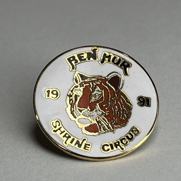 Ben Hur Shrine Circus Tiger Lapel Pin Hat Vest 1991 - Picture 1 of 4